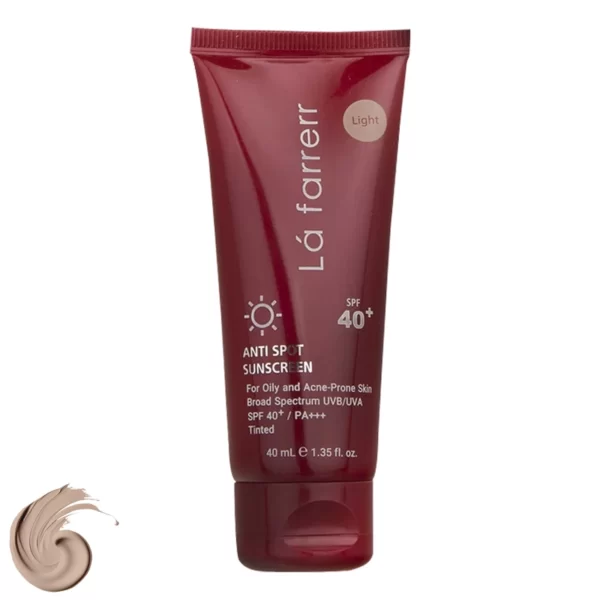 کرم ضد آفتاب رنگی لافارر SPF 40 مناسب پوست چرب و آکنه‌دار رنگ روشن
