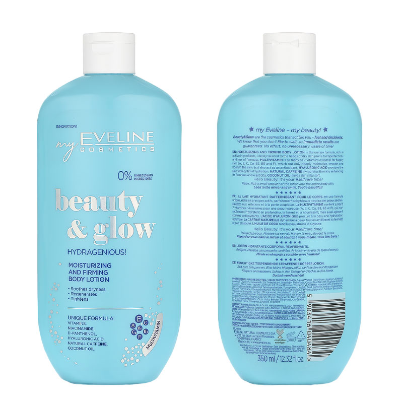 Eveline Beauty Glow Hydragenious Body Lotion 350ml لوسیون بدن اولاین Beauty & Glow Hydragenious حجم 350 میلی لیتر