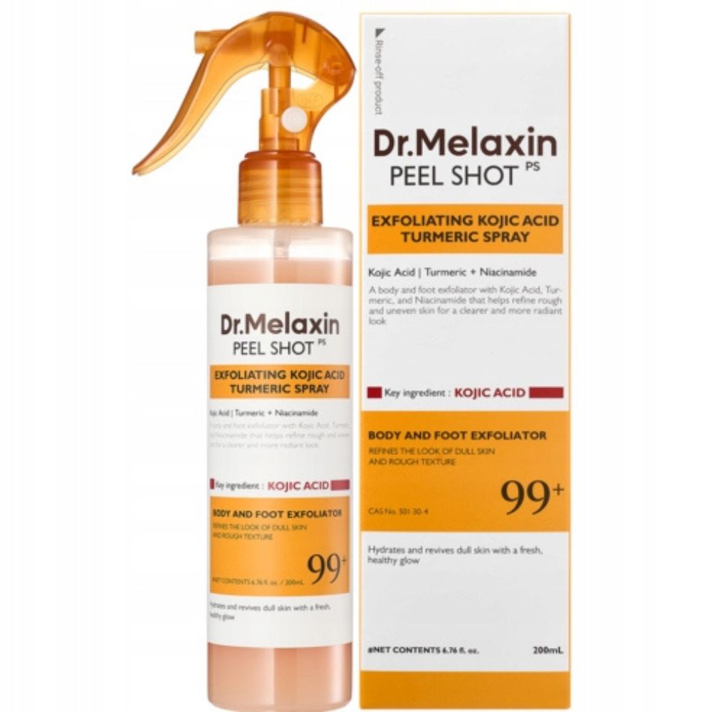 dr-melaxin-peel-shot-kojic-acid-turmeric-spray-200ml اسپری لایه بردار بدن و پا دکتر ملاکسین Peel Shot حجم 200 میلی لیتر