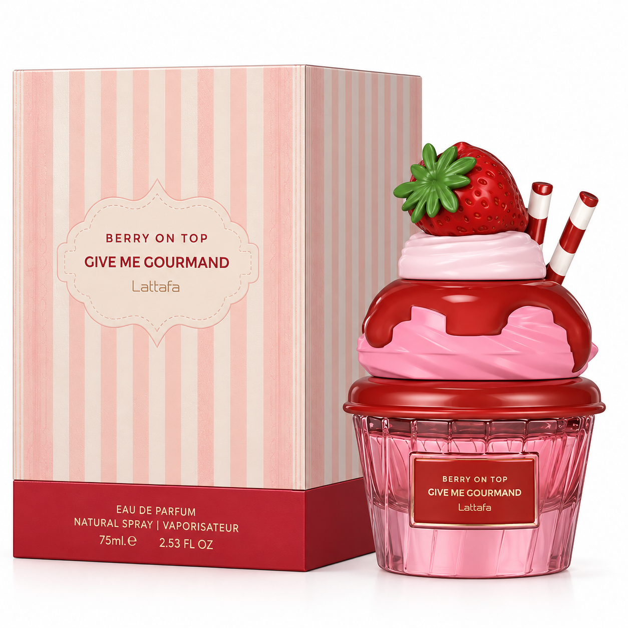 ادو پرفیوم مردانه و زنانه لطافه مدل Berry On Top Give Me Gourmand حجم 75 میلی لیتر ادو پرفیوم مردانه و زنانه لطافه مدل Berry On Top Give Me Gourmand حجم 75 میلی لیتر