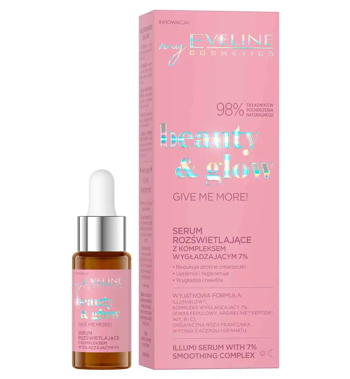 سرم روشن کننده و جوانساز قوی اولاین EVELINE سری BEAUTY & GLOW مدلGIVE ME MORE حجم 18 میل سرم روشن کننده و جوانساز قوی اولاین EVELINE سری BEAUTY & GLOW مدلGIVE ME MORE حجم 18 میل
