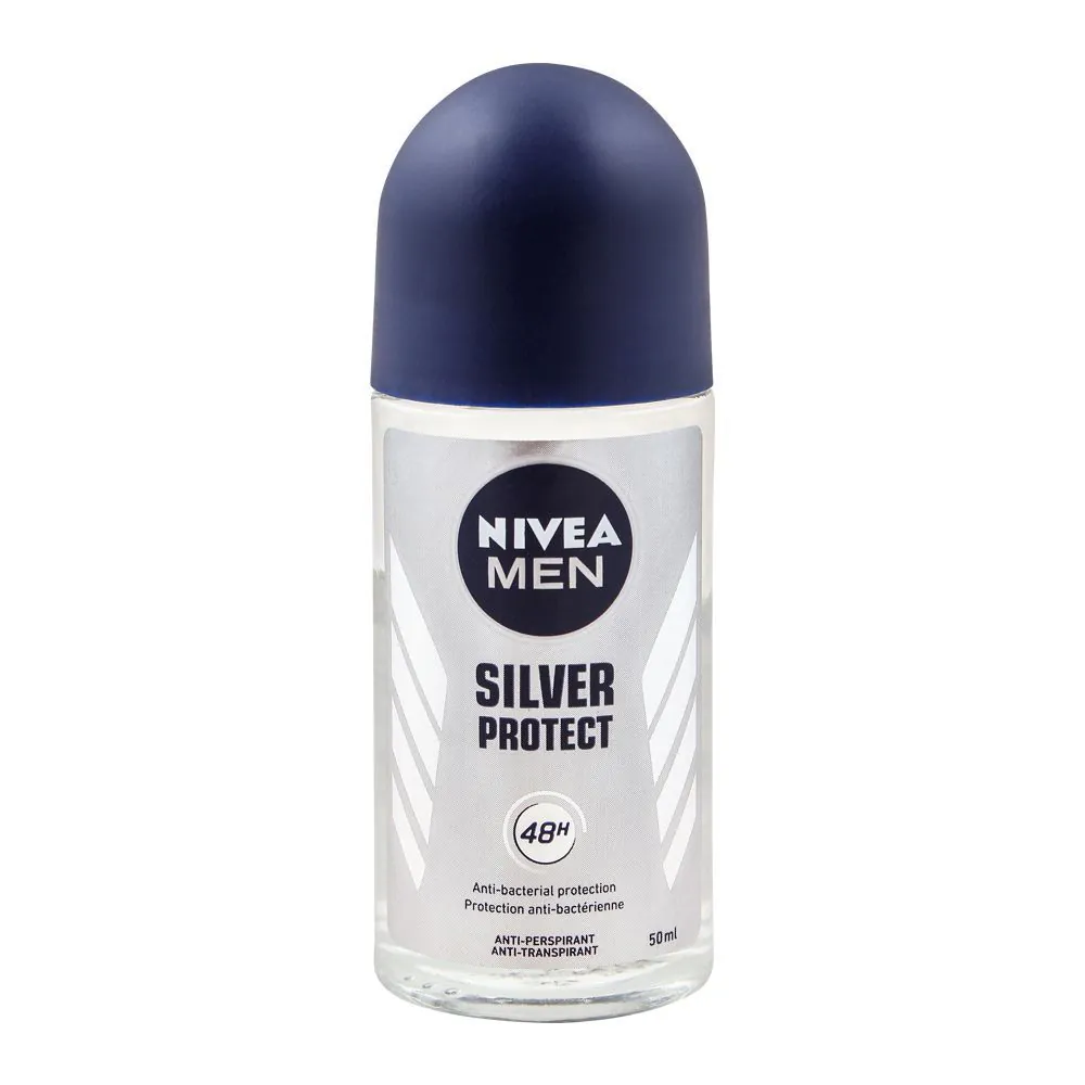 nivea-men-silver-protect-48h-roll-on-50ml مام رول ضد تعریق مردانه نیوآ مدل Silver Protect 48H حجم 50 میلی لیتر