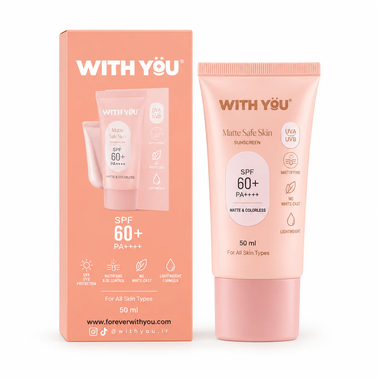 65b3256e-0e61-49cc-8c7e-6de13a70ac9c کرم ضد آفتاب مات بی رنگ ویت یو SPF 60 حجم 50 میل - تصویر 1